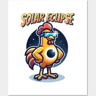 Funny Chiken Solar Eclipse 2024 Retro Posters and Art